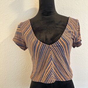 Free People intimately v-neck striped crop top.Medium
